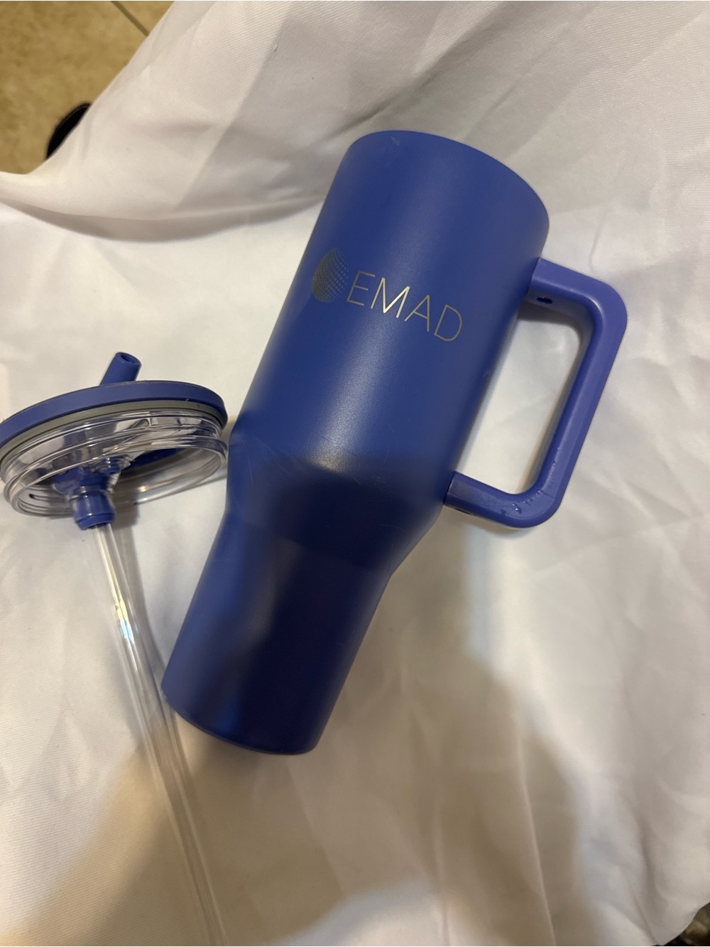 EMAD Blue Insulated Travel Tumbler with Straw Lid